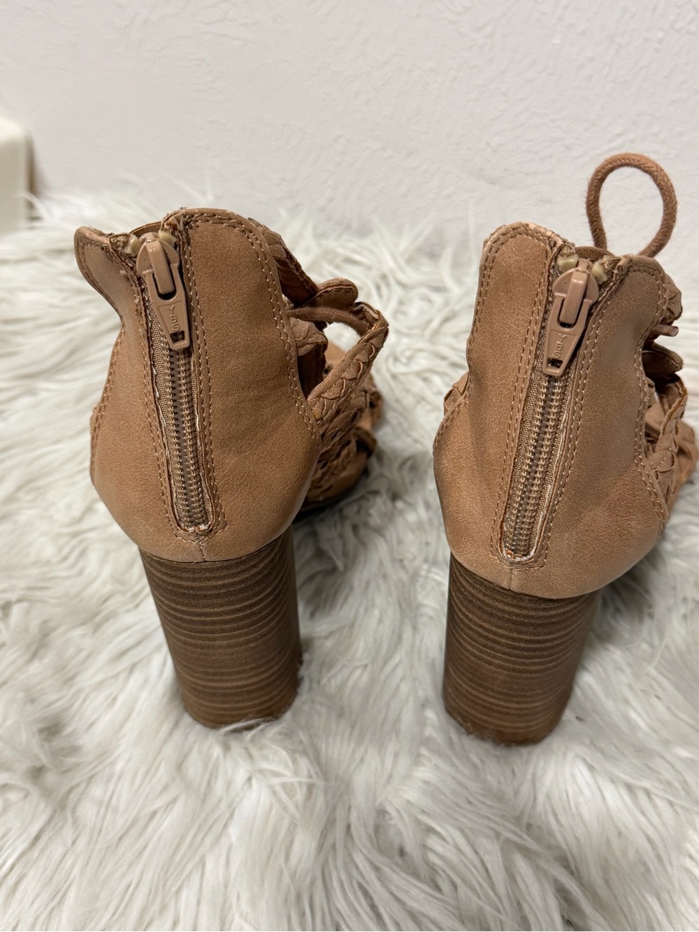 Braided Lace-Up High Heel Sandal in Tan Size 6 - Picture 10 of 16